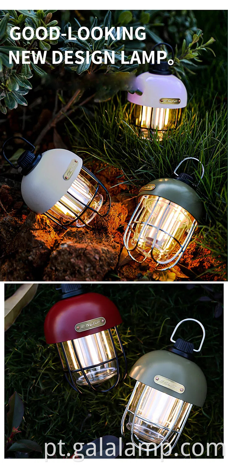 Retro LED Solar Camp Light com bateria embutida de 18650